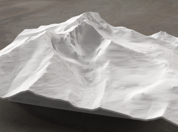 8'' Longs Peak Terrain Model, Colorado, USA in White Natural Versatile Plastic