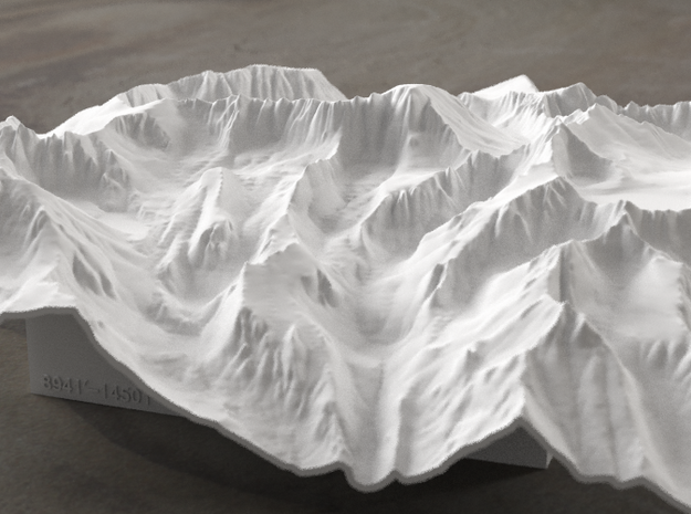 8'' Mt. Whitney Terrain Model, California, USA in White Natural Versatile Plastic