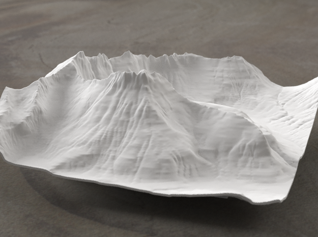 6'' Mt. Wilbur Terrain Model, Montana, USA in White Natural Versatile Plastic