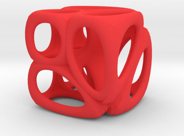 Voronoi Cube (001) in Red Processed Versatile Plastic