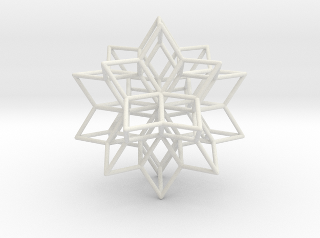 Rhombic Hexecontahedron, 1.65mm round struts in White Natural Versatile Plastic