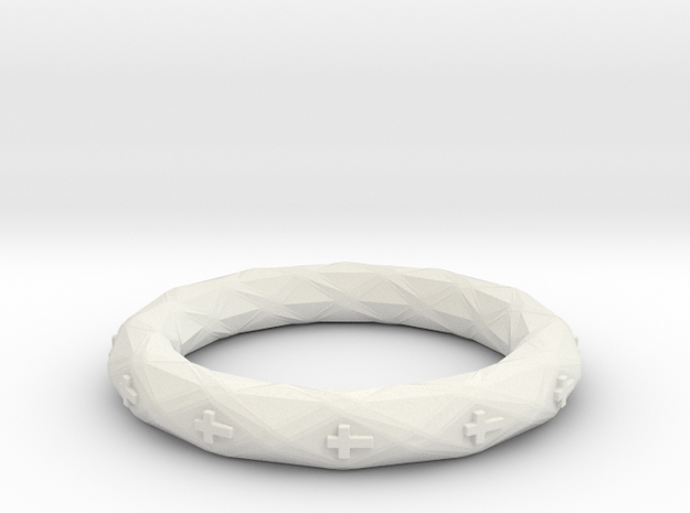 Faceted Cross Bracelet in White Natural Versatile Plastic