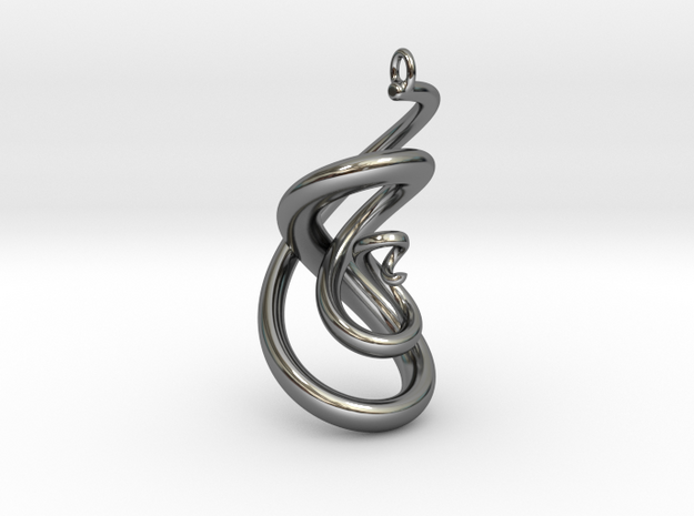 Serpent Pendant in Fine Detail Polished Silver