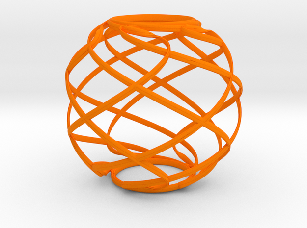Ribbon Sphere in Orange Processed Versatile Plastic