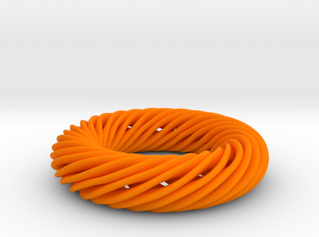 Mobius Torus in Orange Processed Versatile Plastic