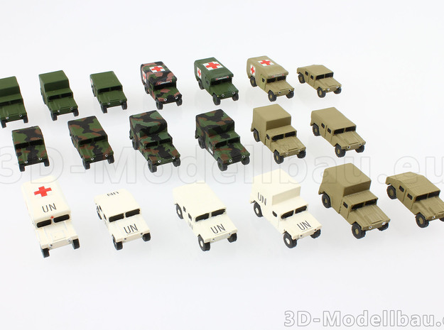 1/144 12mm scale Humvee HMMWV Hummer 4 types in White Natural Versatile Plastic