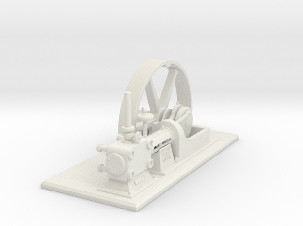 Corliss Engine with Flywheel in White Natural Versatile Plastic