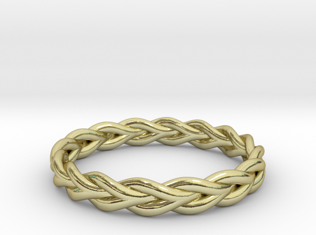 Ring of braided rope - size 8 in 18k Gold Plated Brass