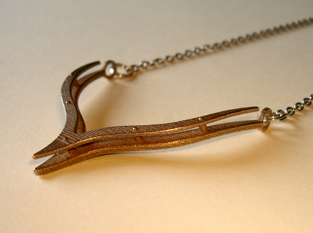 V 14 Necklace in Polished Bronzed Silver Steel