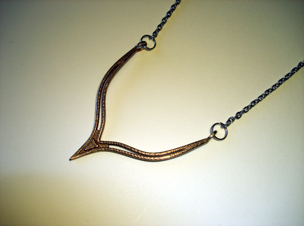 V13 Necklace Pendant in Polished Bronzed Silver Steel