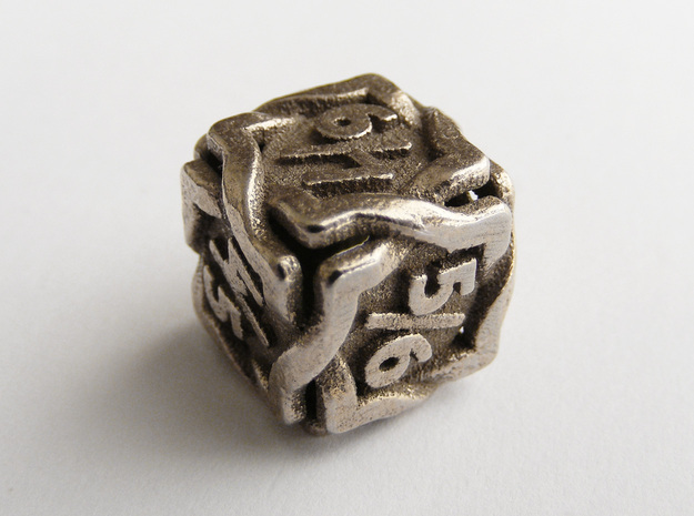 'Twined' Dice D6 Gaming Die Tarmogoyf P/T Version in Polished Bronzed Silver Steel