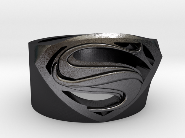 Superman Ring - Man Of Steel Ring US11 in Polished and Bronzed Black Steel