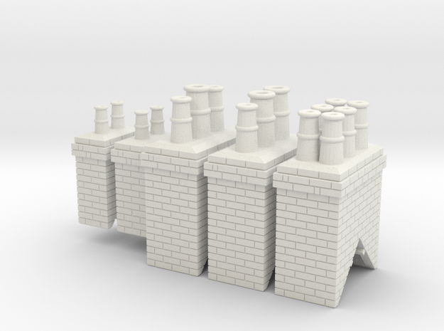 Chimneys Type 1 X 2 With 2,3 &  4 - 4mm in White Natural Versatile Plastic