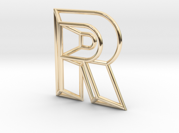 R Pendant in 14k Gold Plated Brass