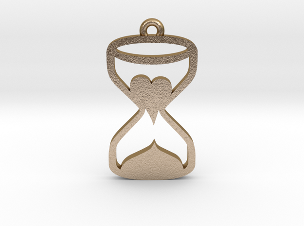 Heart Hourglass Necklace in Polished Gold Steel