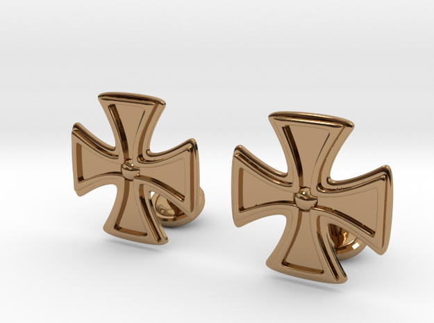 Designer Cross Cufflink in Polished Brass