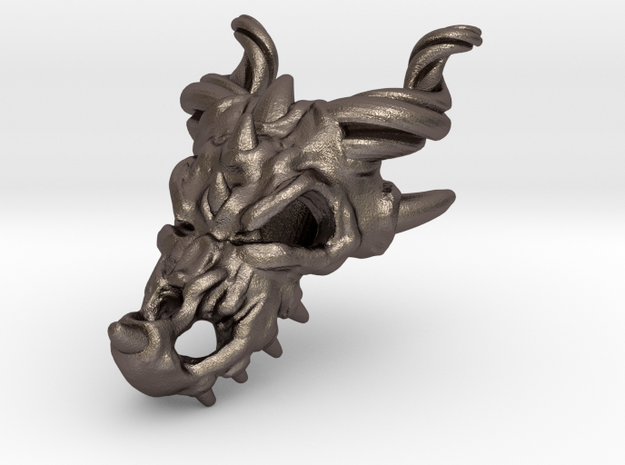Dragon Skull in Polished Bronzed Silver Steel