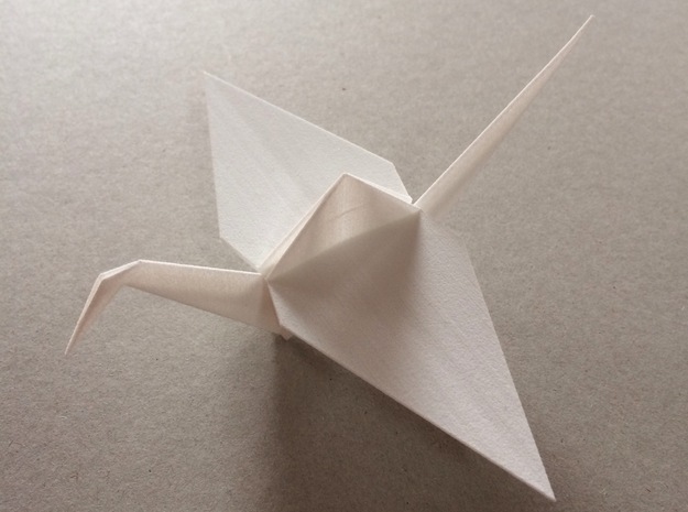Origami Crane in White Natural Versatile Plastic