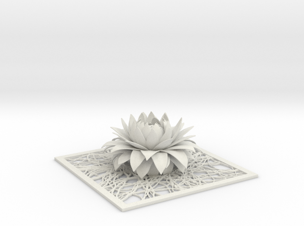 Aster flower decor element STL in White Natural Versatile Plastic
