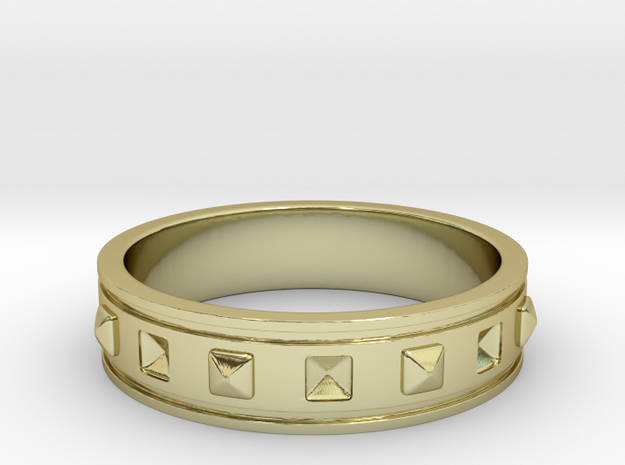 Ring with Studs - Size 8 in 18k Gold Plated Brass