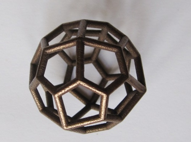 Pentagonal Icositetrahedron Pendant in Polished Bronze Steel