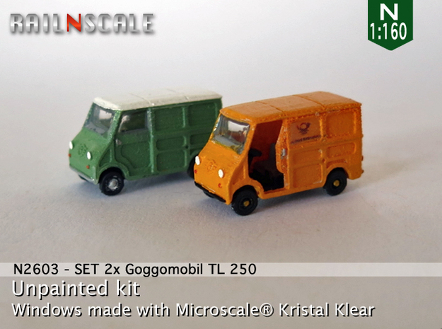 SET 2x Goggomobil Transporter (N 1:160) in Tan Fine Detail Plastic