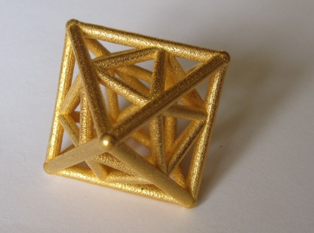 Golden Octahedron Pendant #2 in Polished Gold Steel