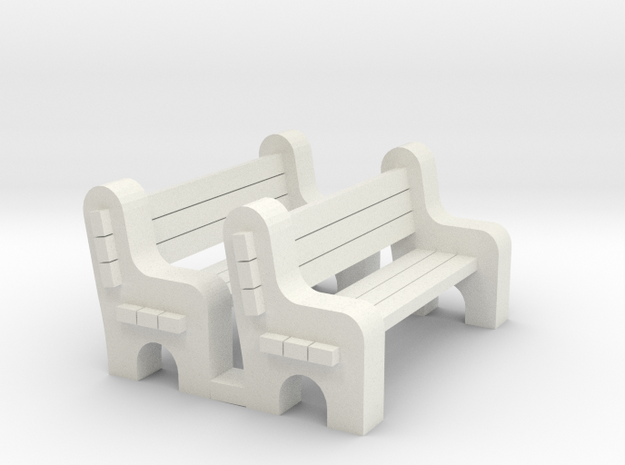 Street Bench - Qty (2) HO 87:1 Scale in White Natural Versatile Plastic