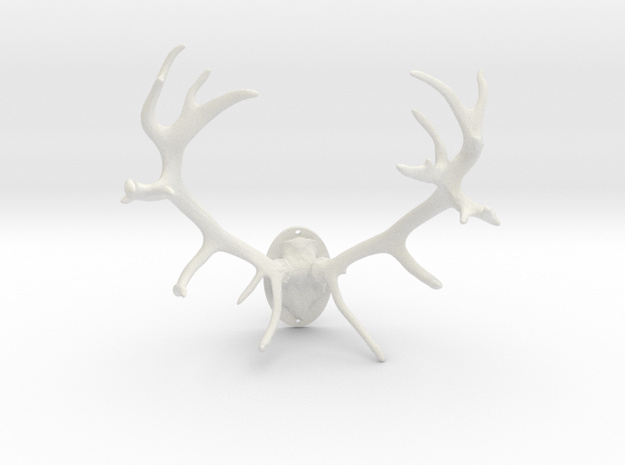 Red Deer Antler Mount 40mm in White Natural Versatile Plastic