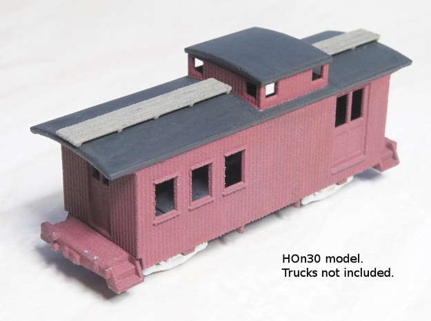 HOn3 25 foot Caboose A in White Natural Versatile Plastic
