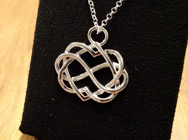 Infinity Heart Pendant in Fine Detail Polished Silver