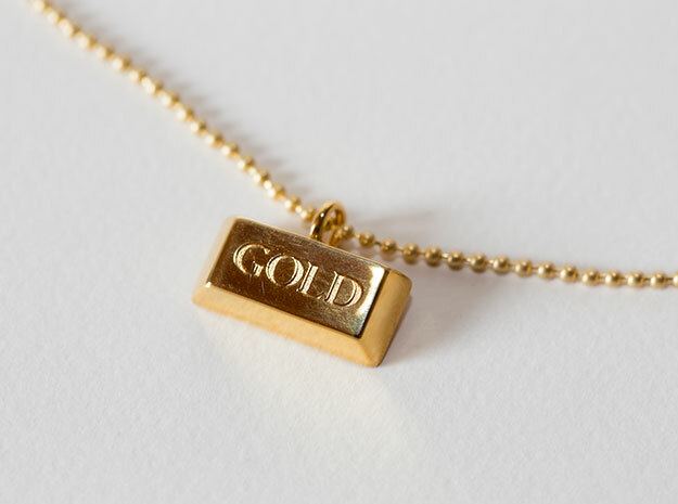 Gold Bar Pendant Necklace in 18k Gold Plated Brass