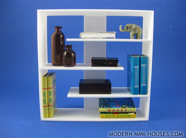 Efficient 1:12 scale Bookshelf in White Processed Versatile Plastic