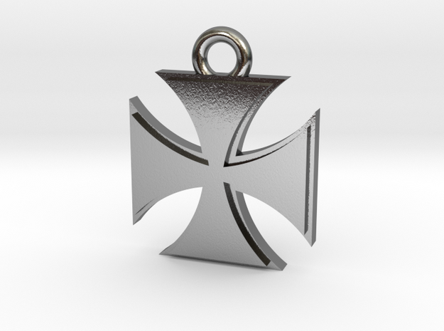 Iron Cross Pendant in Polished Silver