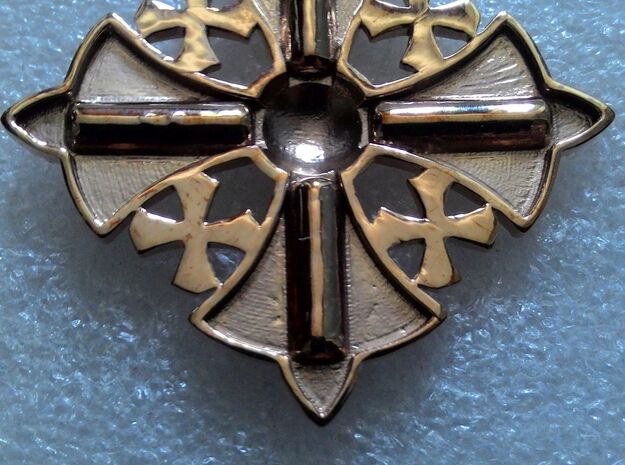 Jerusalem Cross Pendant  in Polished Bronze