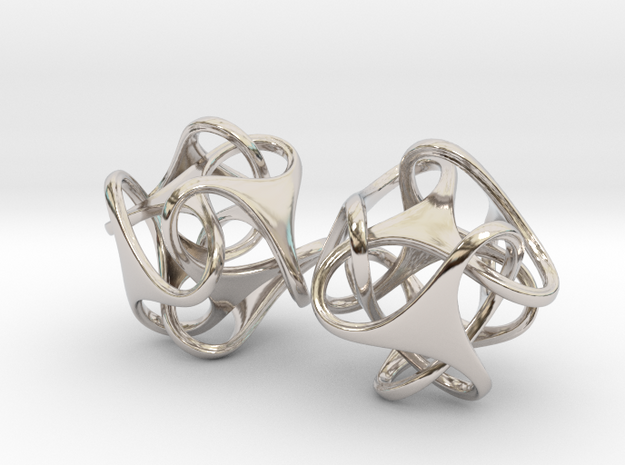 Tetron earrings in Rhodium Plated Brass