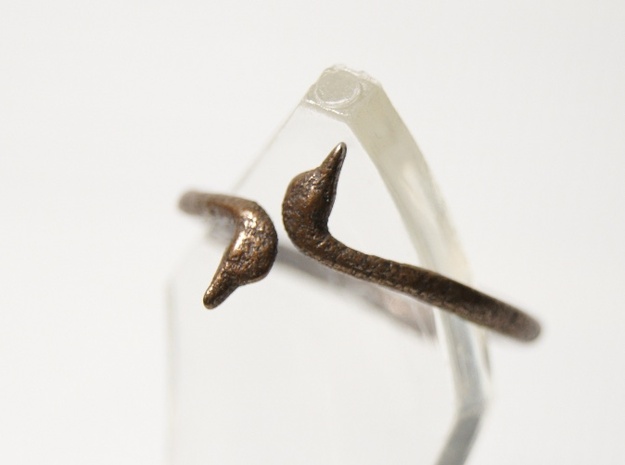 Cygnus Olor Swan Ring in Polished Bronze Steel