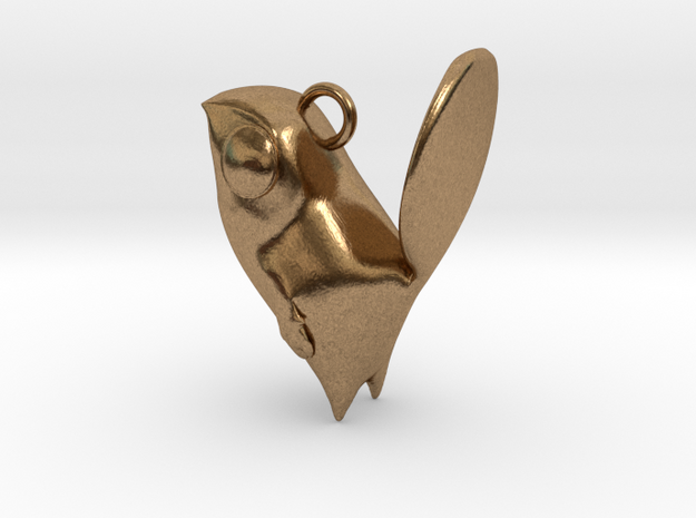 New Zealand Fantail charm in Natural Brass
