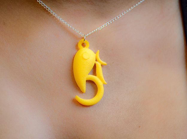 Modern Ganesha pendant in Yellow Processed Versatile Plastic