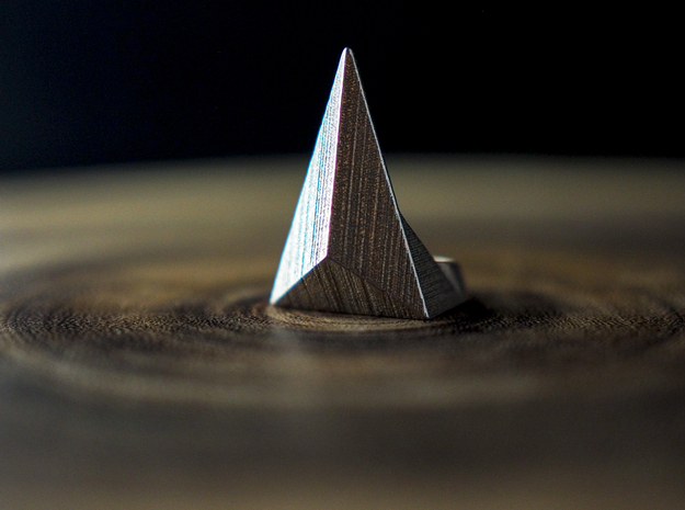 Golden Ratio Triangle Ring: Sz7 in Polished Bronzed Silver Steel