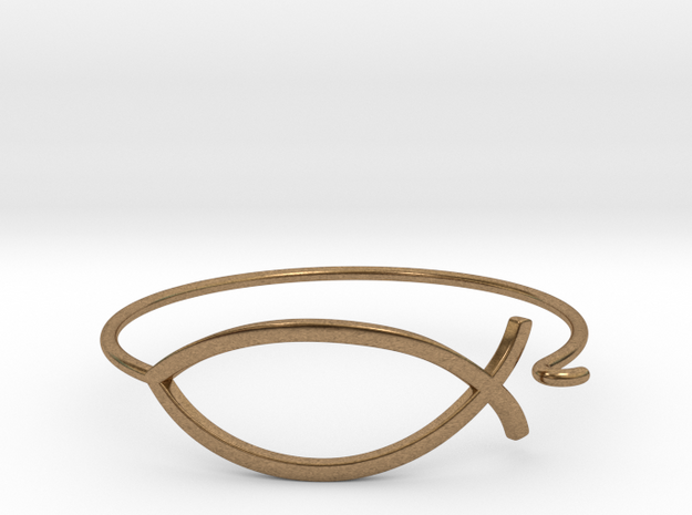 Wire Jesus Fish Bracelet in Natural Brass