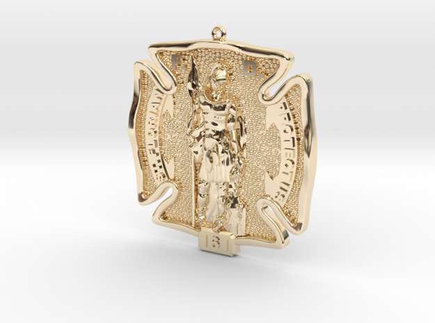 St Florian Protyect Us in 14K Yellow Gold