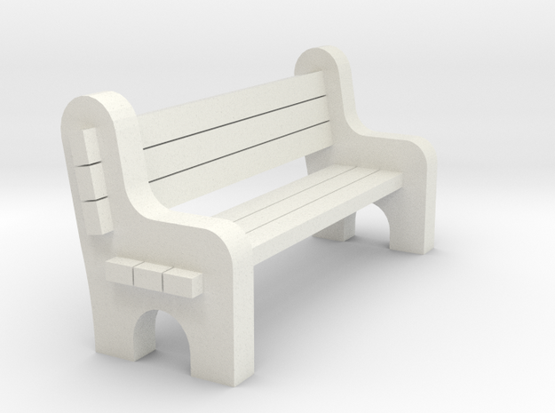 Street Bench - 'G' Scale 22.5:1  in White Natural Versatile Plastic