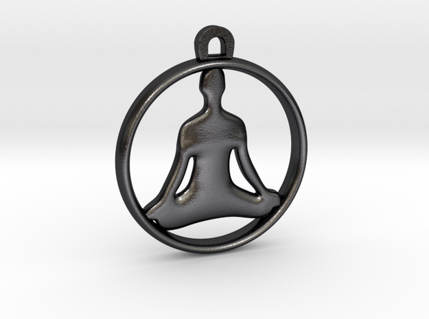 Meditation Charm in Polished and Bronzed Black Steel