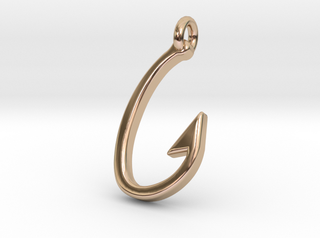 Fish Hook Pendant in 14k Rose Gold Plated Brass