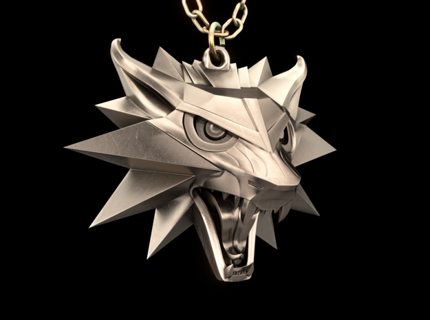 The Witcher 3 Medallion (Custom Design) in Polished Bronzed Silver Steel
