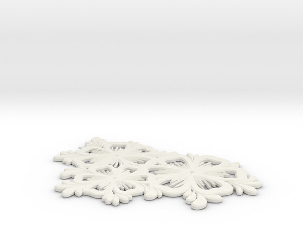 Pendant Flower 1 in White Natural Versatile Plastic