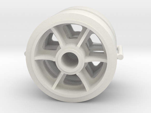 Two 1/16 scale 6 spoked M4 Sherman wheels  in White Natural Versatile Plastic