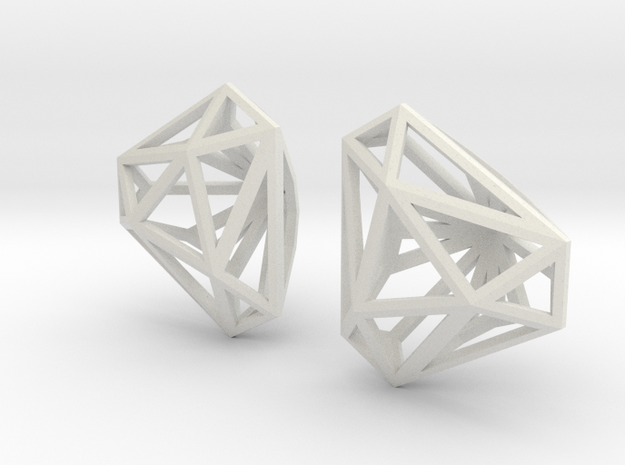 Twisted Triangle Earrings in White Natural Versatile Plastic