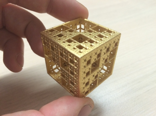 NewMenger Cube in Polished Gold Steel